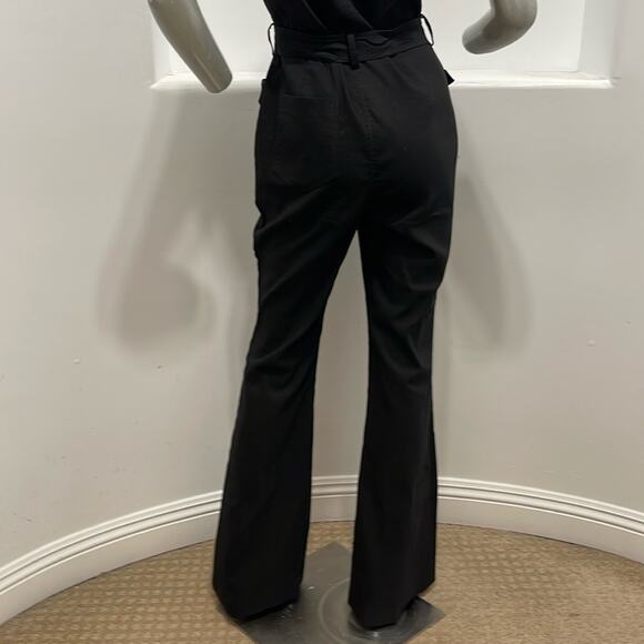 A.L.C. Livingston Short Sleeve Belted Button Front Belted Black Jumpsuit - Picture 10 of 12